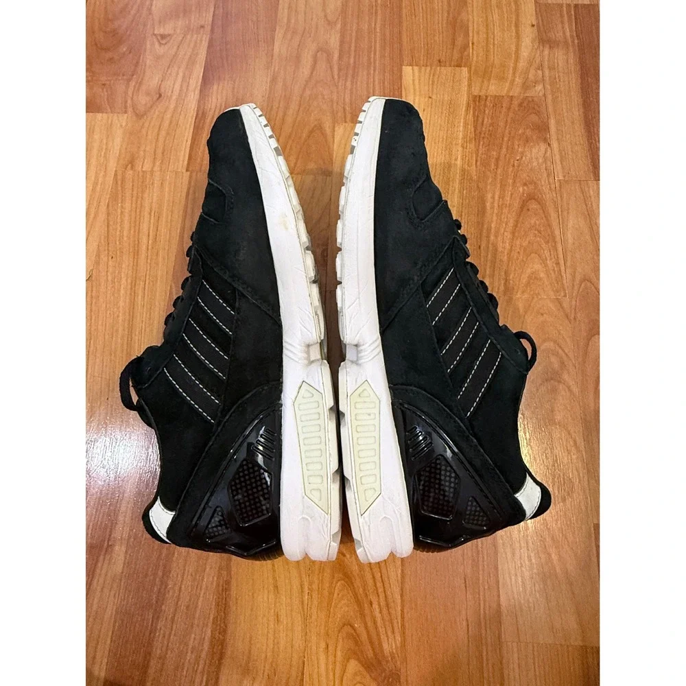 Adidas La Marque Aux 3 Bandes Mens Black Suede Gold Accent Sneakers ~‎ Sanitized